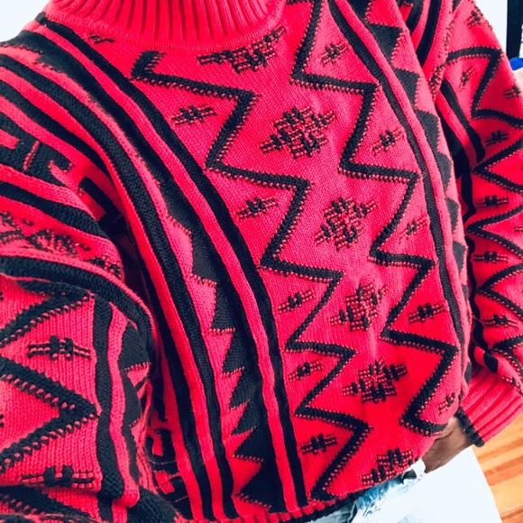 Vintage Graphic Red Sweater Lizwear 100% Cotton M - Picture 6 of 11
